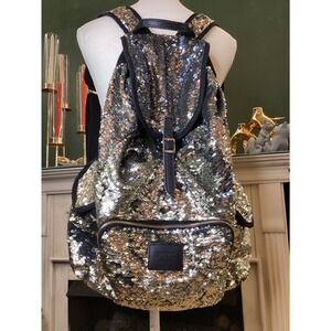 PINK Victoria's Secret Sequin Backpack Gold Silver Black Adjustable Straps